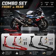 FRONT & REAR 2 IN 1 PADDOCK STAND PADOCK UNIVERSAL STAND 2 TYPE BRACKET BOBBIN HEAVY DUTY MOTORCYCLE