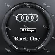 YY For Audi Carbon Fibre Leather Car Steering Wheel Cover For Q2 Q3 Q5 Q7 Q8 R8 A1 A3 A4 A5 A6 A7 A8
