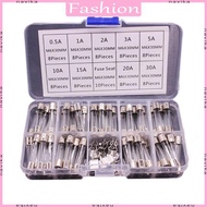 NAV 9 Values 72pcs Glass Tube Fuses 6x30mm Fuses Glass Tube Packag in a Plastic Box