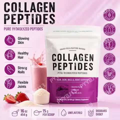 Collagen Peptides Powder Naturally Sourced Type III Hydrolyzed Bovine Collagen - For Hair Skin Nail 