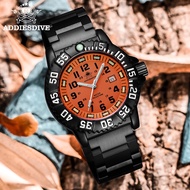 Addies Dive Men Fashion Casual Watch Calendar Display 50m Waterproof Tube Luminous Watch Orange Dial Rotating Bezel Quartz Watch