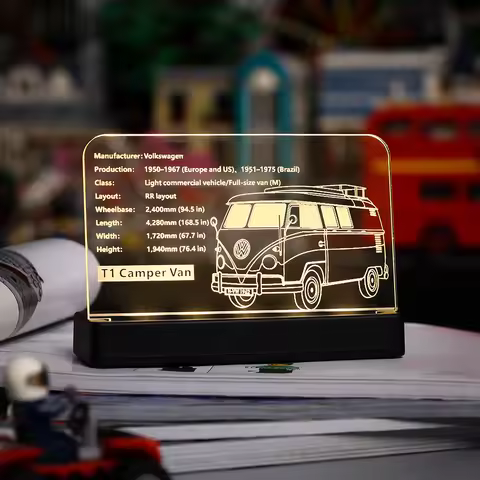 Led Light Kit For Lego Building Block Acrylic Display Nameplate For 10220 T1 Camper Van Building Blo