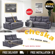 Living Mall Cheska Series 2/3-Seater Sofa Set w/ Bottle Holder Premium Water Repellent Fabric