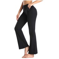 [HZA] 148-160cm Loose Sport Nurse Bootcut Flare Jersey Pants Leisure Women's High Waist Stretch  Boo