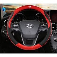 Hyundai Leather Car Steering Wheel Cover  Logo Accessories 38cm Fits All Hyundai Models for Elantra 