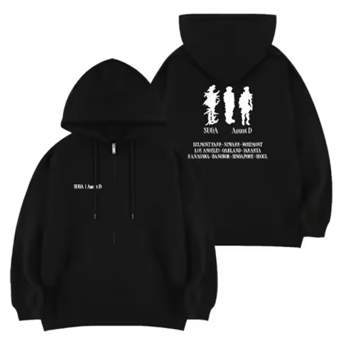 Kpop Agust D D-DAY US Solo Tour Hooded Cardigan Long Sleeved Diamon Coat Cotton Y2K Oversize Pullove