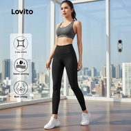 Lovito Sports Leggings Butt Lifting Leisure High Waist Sports Yoga Running Pants Sports Leggings for