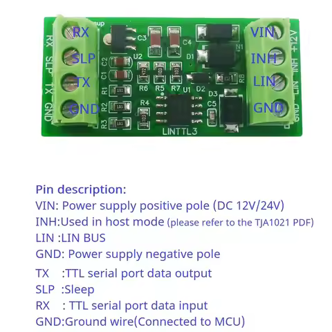 LIN 2.1/SAE J2602 Transceiver LIN Bus Module Master-Slave Protocol Controller 20KBD UART TTL232 RS48