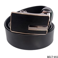 Men's Black Semi-Leather Long Buckle – BELT 955