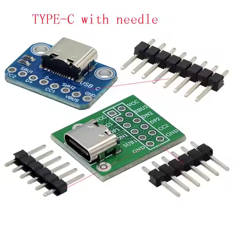1-10PCS USB TYPE-C conversion board 2.54MM CC1 CC2 5.1K pull-down resistor connection