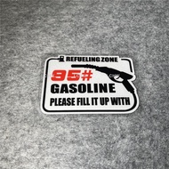 Car Stickers Warning GASOLINE Refueling Zone 92 95 98 oil Decal Auto Window Body Fuel Tank Graphic