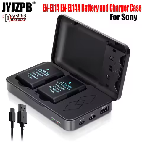 EN-EL14 EN-EL14A Battery for Nikon D3200, D3400, D3500 Battery Charger Case with Dual Channel for Ni