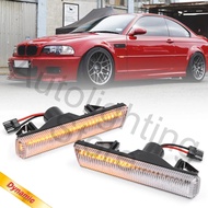 2pc LED Side Markers Lamps Turn Signal Squential Indicator Blinkers Light For 01-06 BMW E46 M3 Coupe