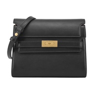 TORY BURCH LEATHER 平滑皮革翻蓋斜背包-黑/平行輸入