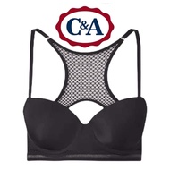 C&A brand thin foam black Bra (sample label) color black back circle available motif size 34A 34B 36