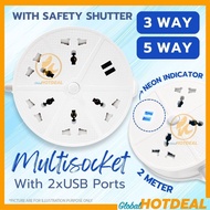 3/5 WAY Universal Plug Extension Plug USB Port Extension Soket Plug 3 Pin Socket Extension Wire Plug