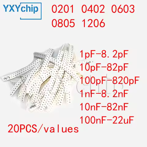 Capacitor Kit 0201 0402 0603 0805 1206 SMD Capacity Package Each Value*20PCS Sample Kit Capacitor 47