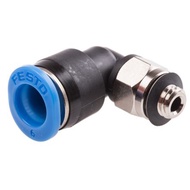 Festo Threaded-to-Tube Pneumatic Elbow Fitting M5 to Push In 6 mm, QS Series, 14 bar (QSML-M5-6)
