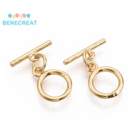 BENECREAT 2sets Brass Toggle Clasps with Jump Rings Nickel Free Ring golden Ring: 12x9x1.5mm Hole: 1