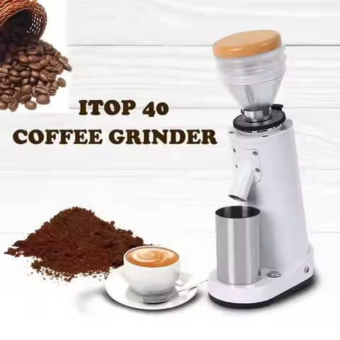 ITOP itop40 Titanium Burr Electric Coffee Grinder with Blow Hopper Cylindrical Aluminum Alloy Fusela