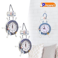 [Perfk1] Mediterranean Wall Clock Non Ticking Nautical Clock for Indoor Office Home