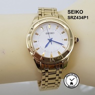 [Ready Stock] SEIKO Ladies Watch SRZ434P1 Seiko Ladies Gold Bracelet Dress Watch with 50m water resistance