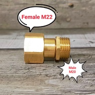 Female M22 x Male M20 Connector Adapter Brass Material