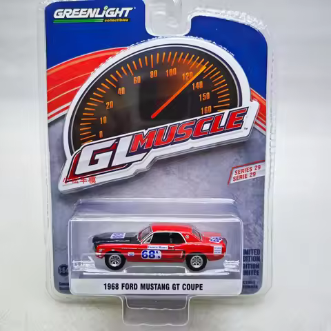 GreenLight 1:64 Muscle 29-1968 Ford Mustang GT Coupe # 68 Charlie Henry Racing Diecast Alloy Car Mod