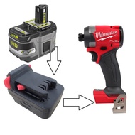 Ryobi 18v battery adapter for Milwaukee 18v (machine and battery not included)