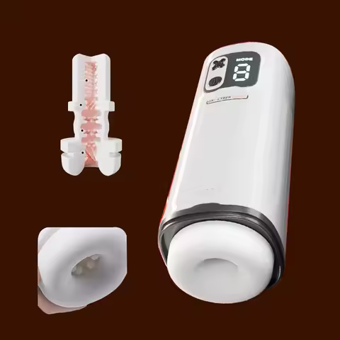 APP Interactive Male Masturbator Long Realistic Vagina Retractable Heating Real Simulation Experienc