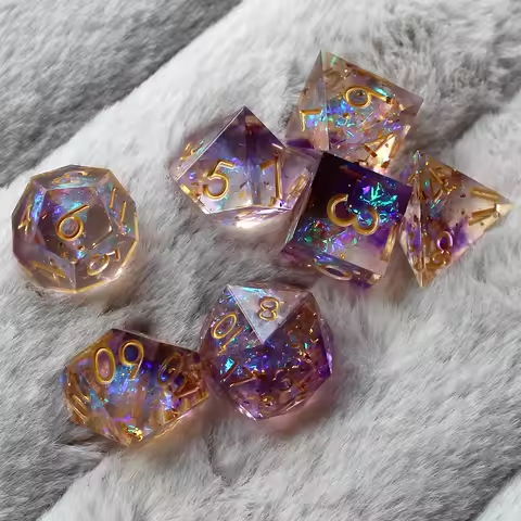 2023 Resin Dice 7PCs Dnd Set Solid Polyhedral D&D Dice DND For Role Playing Rpg Rol Pathfinder Board