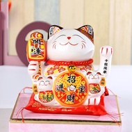 Mèo thần tài vẫy tay Maneki Neko may mắn cao 16cm mã XH151 gốm sứ cao cấp trang trí văn phòng cửa h