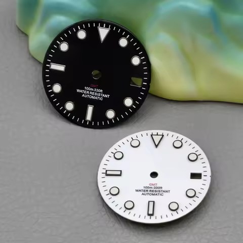 Mod NH36 Dia 28.5mm Green Luminous Dial Fits NH35 NH36 4R35 4R36 7S26 Movement Crown at 3.0/3.8 Oclo