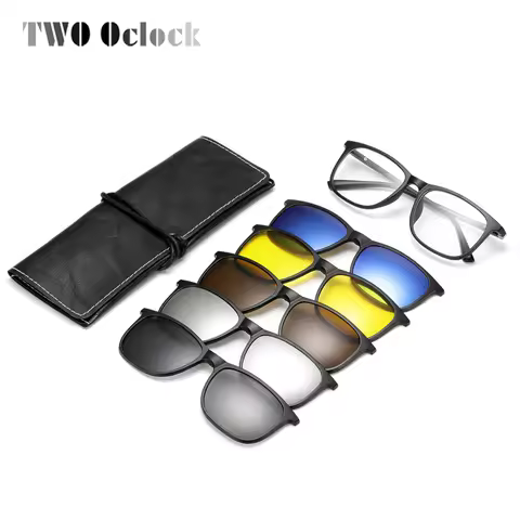 TWO Oclock Magnetic Sunglass Men Women Polarized UV400 Clip On Myopia Optic Prescription Glasses PC 