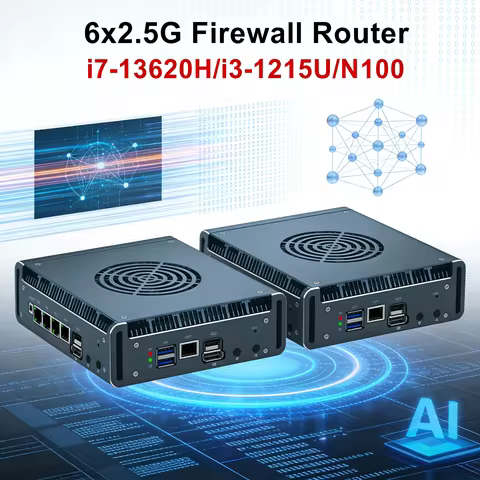 6x2.5G LAN intel i226-V Intel i7 13620H i3 1215U N100 Firewall Mini PC DDR5 NVMe Proxmox pfSense OPN