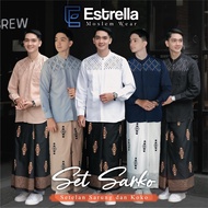 KATUN SARKO Set Sarong and Long-Sleeved Embroideredkoko, Cotton Material, Latest Muslim Men's Clothi