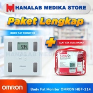 PAKET LENGKAP body fat monitor OMRON HBF-214 plus alat cek gula darah
