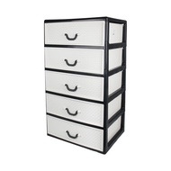 ตู้ลิ้นชักอเนกประสงค์ 5 ชั้น Rattan KASSA HOME รุ่น API-1078M5 ขนาด 60 ซม. สีขาว - เทา