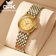 OPK นาฬิกาสำหรับผู้หญิงของแท้ใหม่2023นาฬิกาควอตซ์ลำลองเกรซสไตล์เกาหลีสายเหล็กสแตนเลส