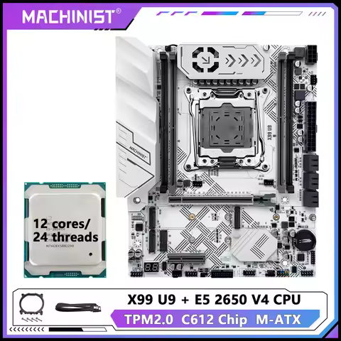 X99 U9 MACHINIST X99 Motherboard Set Kit Optional LGA2011-3 Xeon E5 2650 V4 CPU Support TPM2.0 DDR4 