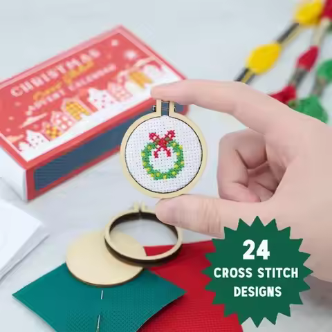 Handmake Cross Christmas Countdown Embroidery Kit Cross Stitch Advent Calendar Christmas Cross Stitc