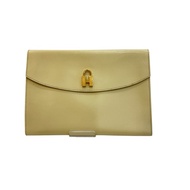 HERMES 奶白色牛皮鎖頭手拿包