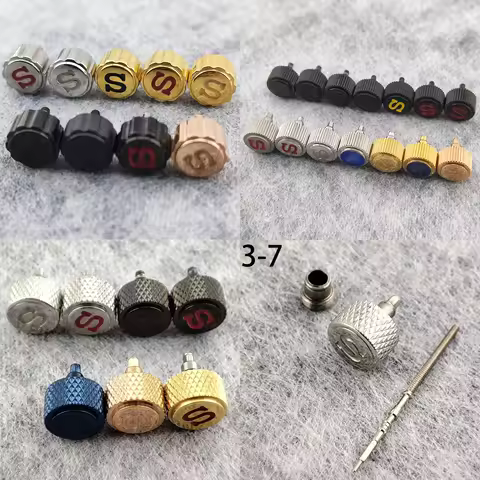 Stainless Steel Crown Fits NH35 NH36 4R35 4R36 7S26 Caliber 007 009 Silver/Black/Rose Gold Crown S C