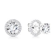 SO SEOUL Athena Brilliant Cut 1.25 CT with Detachable Diamond Simulant Cubic Zircon Earring Jackets