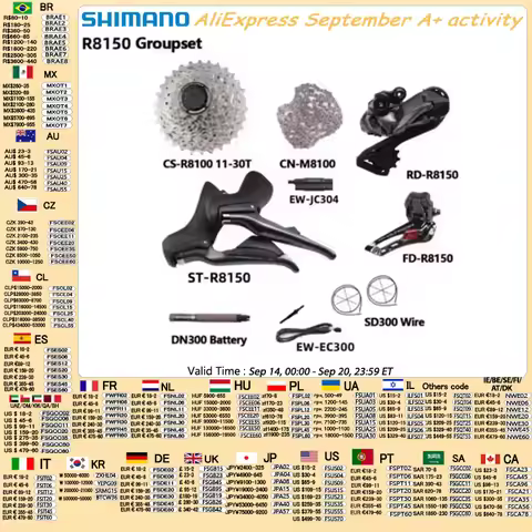 Shimano ULTEGRA R8150 Di2 Electronic Groupset 2x12S R8150 Front/Rear Derailleur Cassette DN300 For R