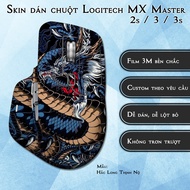 Logitech MX Master 2s / 3 / 3s mouse sticker Skin Black Dragon Rage model | 3M Anti-slip Film Sticke