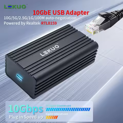Lekuo USB 10G Ethernet Dongle USB 3.2 Gen2x2 to 10GbE RJ45 Network Adapter for MacBook PC NAS Realte