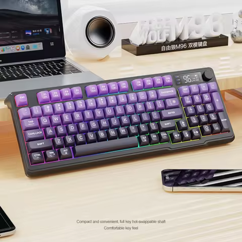 New M96 Wireless Bluetooth Dual-Mode Mechanical Feel Keyboard Pbt Keycap With Screen E-Sports Gaming