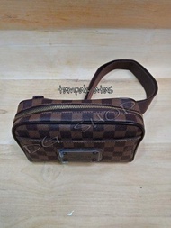 tas pria waistbag bumbag LV DAMIER KOTAK COKLAT MIRROR GU CCI BALLY