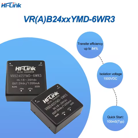 Hi-Link Low Cost 6W 18~36Vdc VRB2405YMD-6WR3 VRB2412YMD-6WR3 VRB2424YMD-6WR3 DC-DC Power Supply Modu